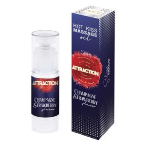 Massage Oil Attraction Champagne Strawberry 50ml – Besable y Efecto Calor