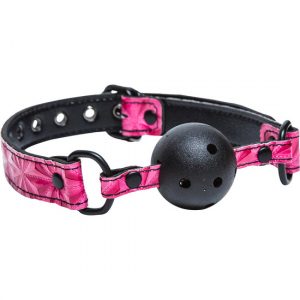 Mordaza Cuero Vinilo Rosa Sinful con Bola Perforada BDSM