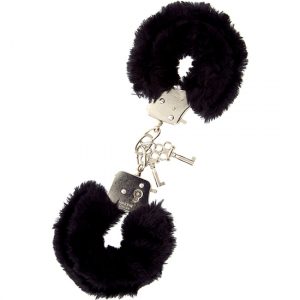 Esposas BDSM Peluche Negro de Metal para Fetichismo