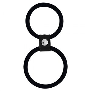 Anillo Doble Pene Escroto Silicona Negra MenzStuff