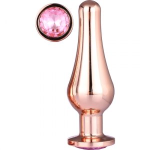 GLEAMING LOVE ROSE GOLD PLEASURE PLUG L – Plug anal grande con joya en oro rosa