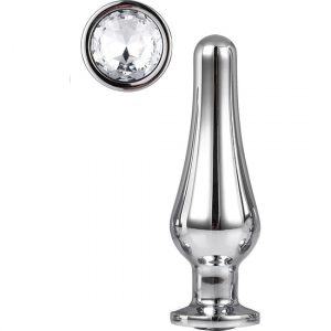 Gleaming Love Silver Pleasure Plug M – Plug Anal con Joya y Base Segura