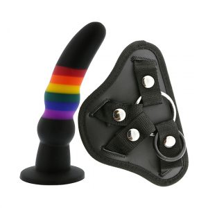 Strap-On Dildo Sólido Silicona Líquida Arcoíris Adjustable
