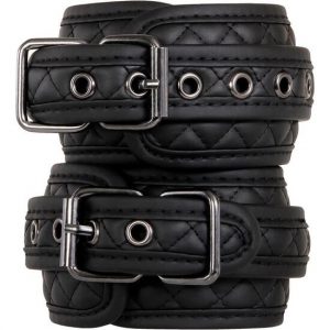 Esposas Tobillo Cuero Diamante Negro Lujo Vegano