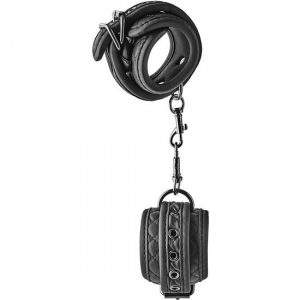 Esposas Cuero Negro Diamante Lujo Vegano BDSM