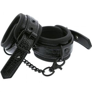 Esposas BDSM de Cuero Croco Negro Blaze
