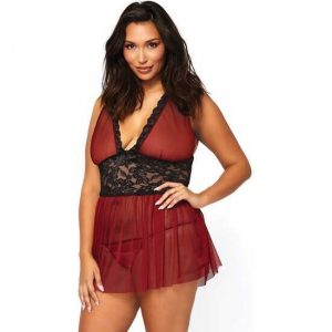 Leg Avenue Sheer Halter Babydoll & String – Babydoll Burdeos