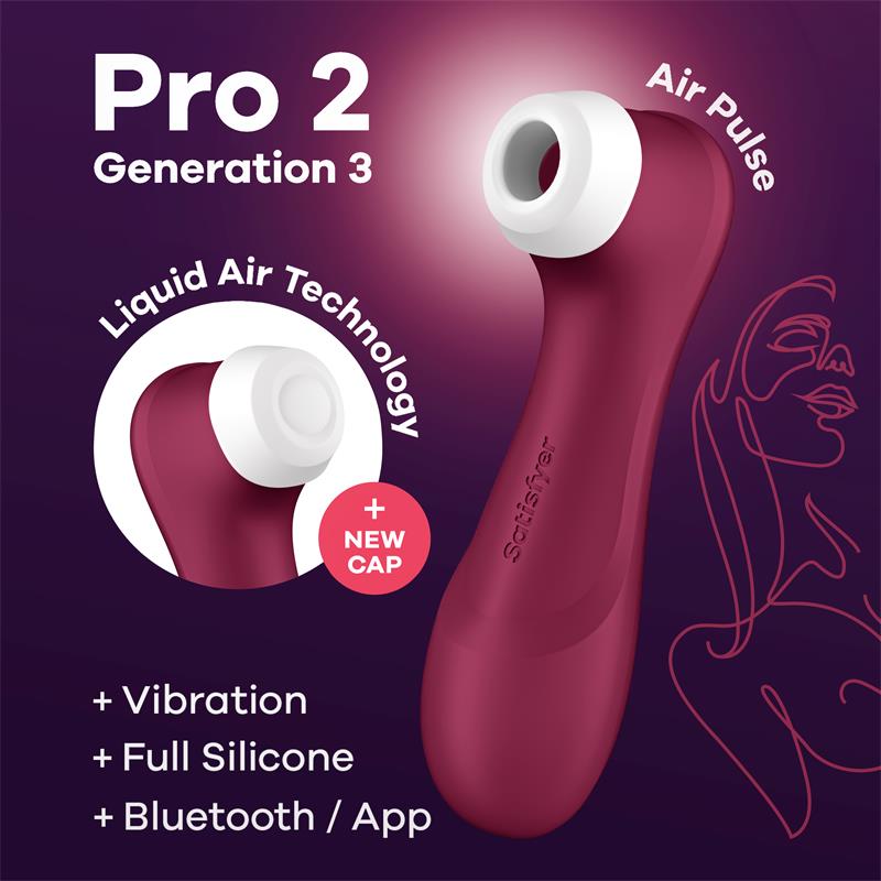 Satisfyer Pro 2 Gen 3: Succionador App + Liquid Air (Red Wine) - Imagen 2