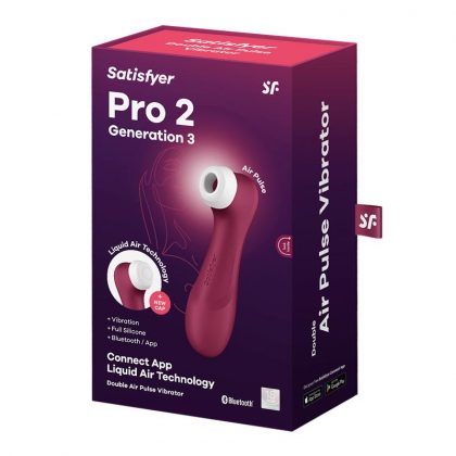 Satisfyer Pro 2 Gen 3: Succionador App + Liquid Air (Red Wine)